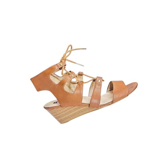 White Mountain Brown Leather Gladiator Wedge Sandals - Size 9.5 - Picture 1 of 7
